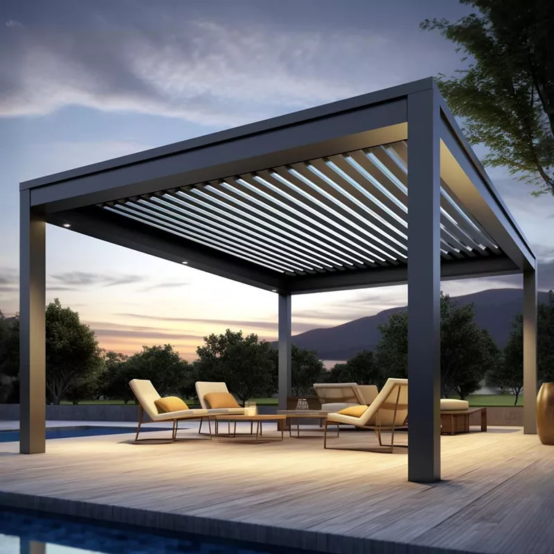Regulowana aluminiowa pergola z żaluzjami